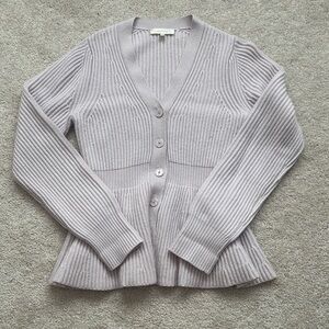 LoveShackFancy Lavender Ribbed Cardigan